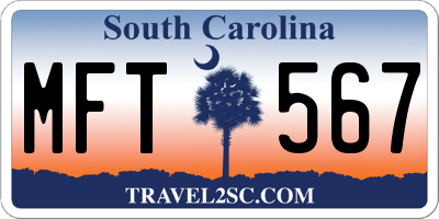 SC license plate MFT567