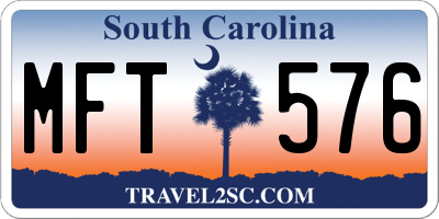SC license plate MFT576