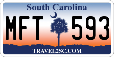 SC license plate MFT593