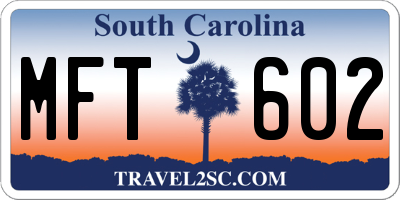 SC license plate MFT602