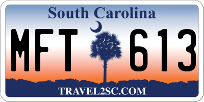 SC license plate MFT613