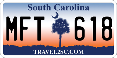 SC license plate MFT618