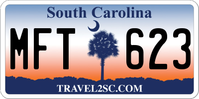 SC license plate MFT623