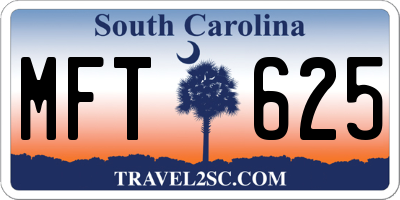SC license plate MFT625