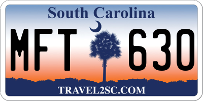 SC license plate MFT630