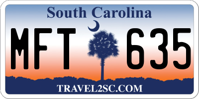 SC license plate MFT635