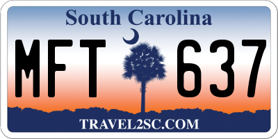 SC license plate MFT637