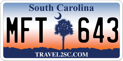 SC license plate MFT643
