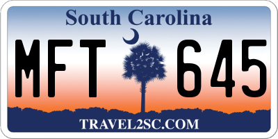 SC license plate MFT645