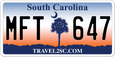 SC license plate MFT647