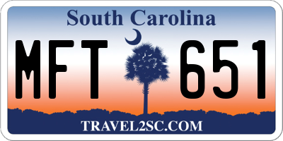 SC license plate MFT651