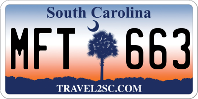SC license plate MFT663
