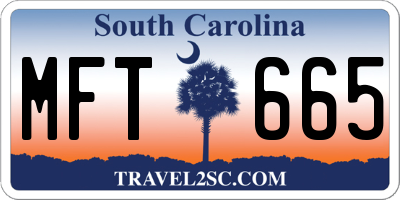 SC license plate MFT665