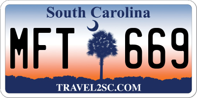 SC license plate MFT669