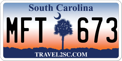 SC license plate MFT673