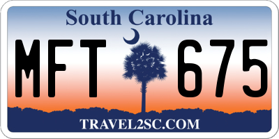 SC license plate MFT675