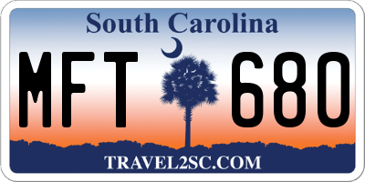 SC license plate MFT680