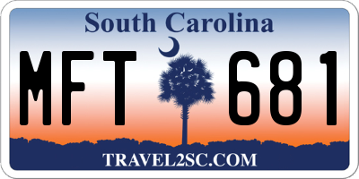 SC license plate MFT681