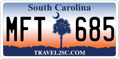 SC license plate MFT685