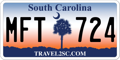 SC license plate MFT724