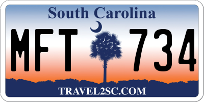 SC license plate MFT734
