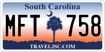 SC license plate MFT758