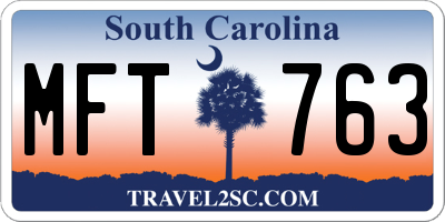SC license plate MFT763