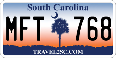 SC license plate MFT768