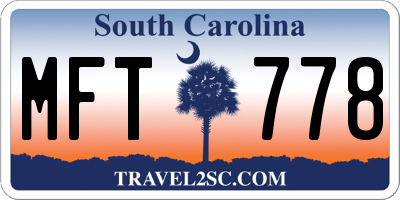 SC license plate MFT778