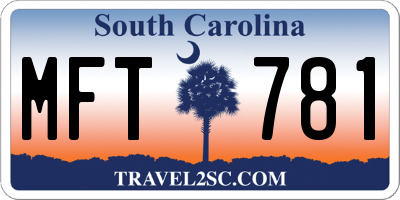 SC license plate MFT781