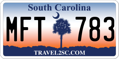 SC license plate MFT783