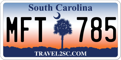 SC license plate MFT785