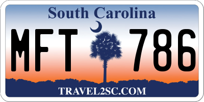 SC license plate MFT786