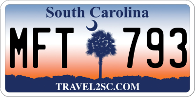SC license plate MFT793
