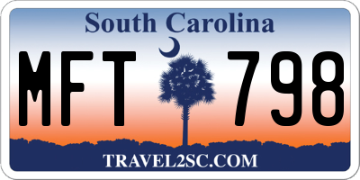 SC license plate MFT798