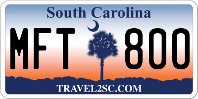 SC license plate MFT800