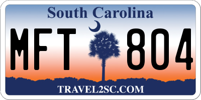 SC license plate MFT804