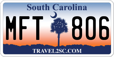 SC license plate MFT806