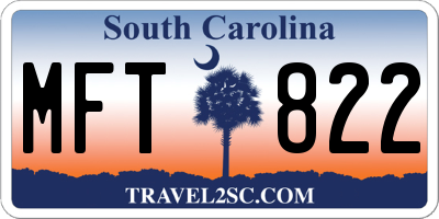 SC license plate MFT822