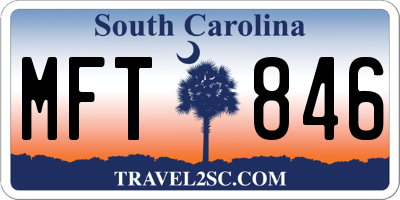 SC license plate MFT846