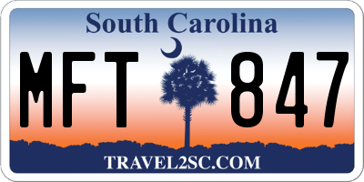 SC license plate MFT847