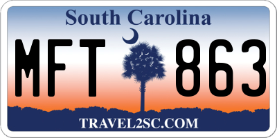 SC license plate MFT863