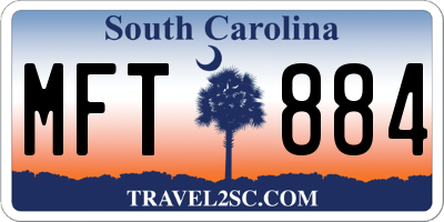 SC license plate MFT884