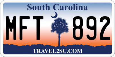 SC license plate MFT892