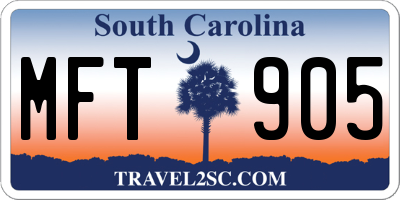 SC license plate MFT905