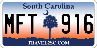 SC license plate MFT916