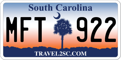SC license plate MFT922
