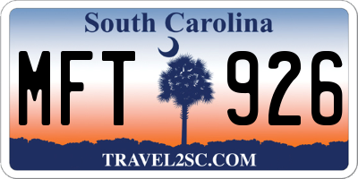 SC license plate MFT926