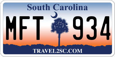 SC license plate MFT934