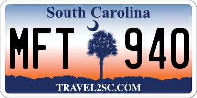 SC license plate MFT940